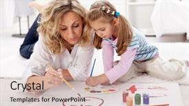  Presentation with children painting - Presentation theme consisting of children drawing - little girl painting with her background and a soft green colored foreground