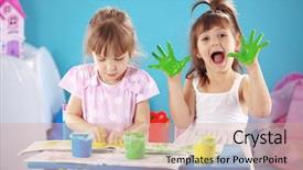  Presentation with nurse black children - Colorful slides enhanced with children drawing in the nursery backdrop and a coral colored foreground
