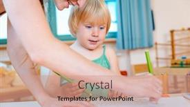  Presentation with play children - Audience pleasing presentation consisting of children-drawing-with-pencils backdrop and a coral colored foreground