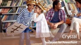  Presentation with knights - PPT theme enhanced with children-dressed-as-knights-whisper background and a coral colored foreground