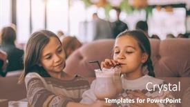  Presentation with restaurant family - Slides having children-drink-smoothie-in-family background and a violet colored foreground