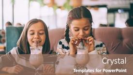 Presentation with restaurant family - Audience pleasing theme consisting of children-drink-smoothie-in-family backdrop and a coral colored foreground