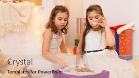  Presentation with play children - Beautiful slides featuring children-drink-tea-eat-cookies backdrop and a lemonade colored foreground