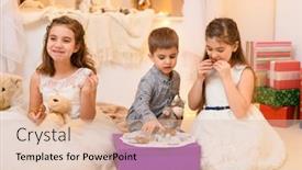  Presentation with play children - PPT layouts having children-drink-tea-eat-cookies background and a lemonade colored foreground