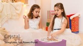  Presentation with play children - Colorful presentation theme enhanced with children-drink-tea-eat-cookies backdrop and a lemonade colored foreground