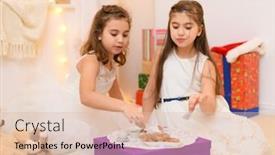  Presentation with play children - Theme having children-drink-tea-eat-cookies background and a lemonade colored foreground