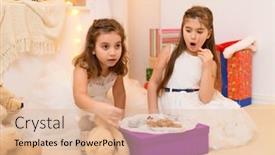  Presentation with play children - Slides with children-drink-tea-eat-cookies background and a lemonade colored foreground