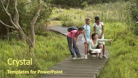  Presentation with teacher - PPT layouts featuring children during nature field background and a tawny brown colored foreground