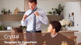  Presentation with breakfast children - Amazing PPT layouts having children-eating-breakfast-before-school backdrop and a tawny brown colored foreground