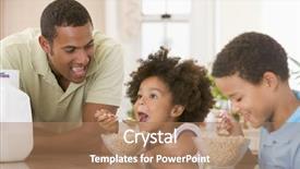  Presentation with breakfast children - Colorful slides enhanced with children eating breakfast with dad backdrop and a coral colored foreground