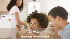  Presentation with breakfast children - Beautiful presentation theme featuring children eating breakfast backdrop and a coral colored foreground