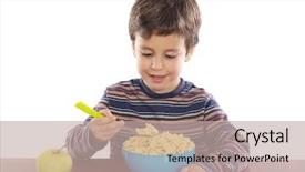  Presentation with pink and white roses shabby chic country - Colorful presentation theme enhanced with children eating cereal - adorable child breakfasting backdrop and a mint green colored foreground