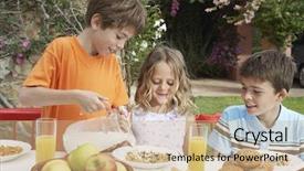  Presentation with underage drinking two teenagers having - PPT theme enhanced with children eating cereal - two young boys and girl background and a coral colored foreground