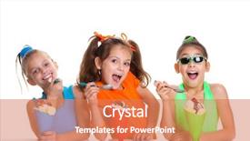 Presentation with ice cream - Beautiful presentation design featuring children eating ice cream sundae backdrop and a coral colored foreground