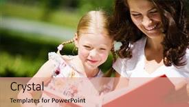  Presentation with hipster girl playing tetris game - Presentation design featuring children education - image of cute girl background and a  colored foreground