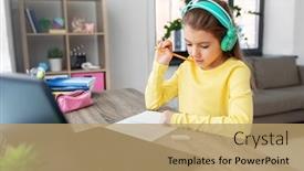  Presentation with children education - Amazing slide set having children-education-and-distant-learning backdrop and a coral colored foreground