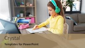  Presentation with children education - Slides having children-education-and-distant-learning background and a coral colored foreground