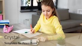  Presentation with children education - PPT layouts with children-education-and-distant-learning background and a coral colored foreground