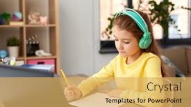  Presentation with children education - Cool new theme with children-education-and-distant-learning backdrop and a yellow colored foreground