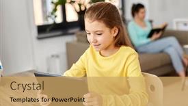  Presentation with children education - Beautiful PPT theme featuring children-education-and-distant-learning backdrop and a yellow colored foreground