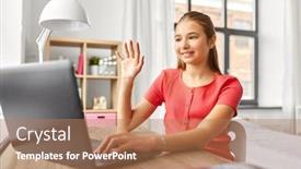  Presentation with children education - Beautiful PPT theme featuring children-education-and-e-learning backdrop and a coral colored foreground