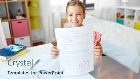  Presentation with children education - Audience pleasing PPT layouts consisting of good mark on school backdrop and a sky blue colored foreground