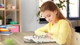  Presentation with children education - Amazing PPT theme having children-education-and-learning-concept backdrop and a lemonade colored foreground