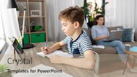  Presentation with children education - Presentation design having children-education-and-school-concept background and a coral colored foreground