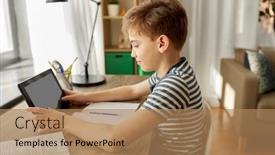  Presentation with learning technology - Audience pleasing slide deck consisting of children-education-and-technology-concept backdrop and a coral colored foreground