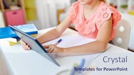  Presentation with education technology - Presentation theme consisting of children-education-and-technology-concept background and a sky blue colored foreground