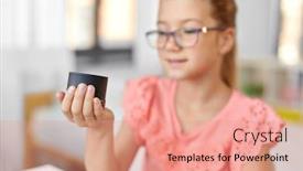  Presentation with education technology - Colorful presentation theme enhanced with children-education-and-technology-concept backdrop and a coral colored foreground