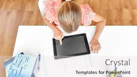  Presentation with technology education - Audience pleasing presentation design consisting of children-education-and-technology-concept backdrop and a light gray colored foreground