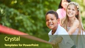 Presentation with children grow - Audience pleasing presentation theme consisting of children enjoy tug of war backdrop and a tawny brown colored foreground