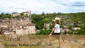  Presentation with panoramic - PPT theme enhanced with children-enjoying-panoramic-view background and a coral colored foreground