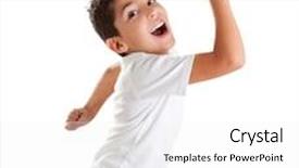  Presentation with winner - Slide deck enhanced with children excited kid expression with winner gesture screaming happy background and a white colored foreground