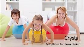  Presentation with family health nurse - Audience pleasing slides consisting of children exercise - happy healthy family exercising doing backdrop and a  colored foreground