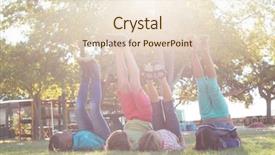  Presentation with field - Cool new theme with children exercising on grassy field backdrop and a  colored foreground