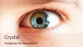  Presentation with child eye - Slides enhanced with children eyes - close-up macro human female child background and a lemonade colored foreground