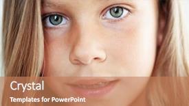  Presentation with close up baby girl knitted - PPT theme with children eyes - cute little girl face closeup background and a  colored foreground