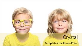  Presentation with haircut - Beautiful theme featuring children eyes - happy cute boy with different backdrop and a yellow colored foreground