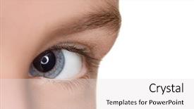  Presentation with child eye - Audience pleasing theme consisting of children eyes - left blue eye of child backdrop and a light gray colored foreground