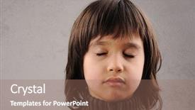  Presentation with human face set of faces - Colorful presentation theme enhanced with children eyes - one kid - many faces backdrop and a coral colored foreground