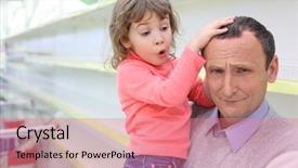  Presentation with children hands - Presentation theme consisting of children feelings - elderly man at empty shelves background and a coral colored foreground
