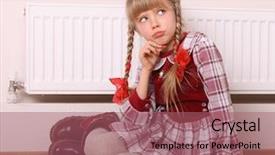  Presentation with energy crisis - Audience pleasing slides consisting of children feelings - girl near radiator energy crisis backdrop and a coral colored foreground
