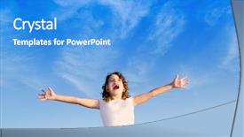  Presentation with sky blue - Presentation enhanced with children feelings - girl open arms outdoor background and a teal colored foreground