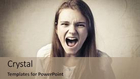  Presentation with teenage girl - Beautiful slide set featuring children feelings - teenage girl screaming backdrop and a  colored foreground