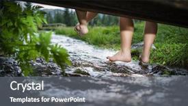  Presentation with children playing - Colorful slide set enhanced with children feet playing and having backdrop and a  colored foreground