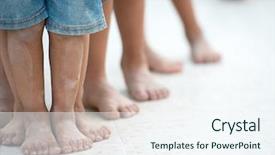  Presentation with poor children - Presentation design featuring children feet background and a sky blue colored foreground