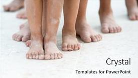  Presentation with poor children - Slide deck with children feet background and a sky blue colored foreground