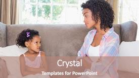  Presentation with couch potato - Slides having children fighting - pretty mother sitting on couch background and a coral colored foreground